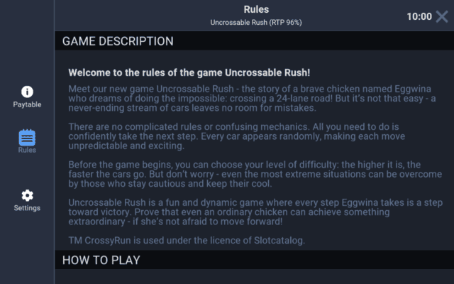 Mission Uncrossable Game Rules Description highlighting gameplay elements
